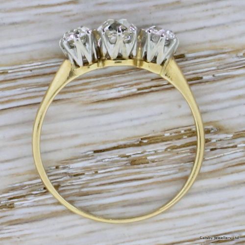 fig 3. Art Deco 1.30 Carat Old Cut Diamond Trilogy Ring, circa 1930