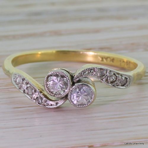 fig 1. Edwardian 0.20 Carat Old Cut Diamond Crossover Ring, circa 1905