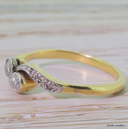 fig 2. Edwardian 0.20 Carat Old Cut Diamond Crossover Ring, circa 1905