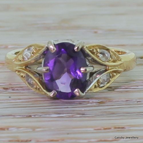 fig 1. Art Nouveau Amethyst & Diamond Ring, circa 1900