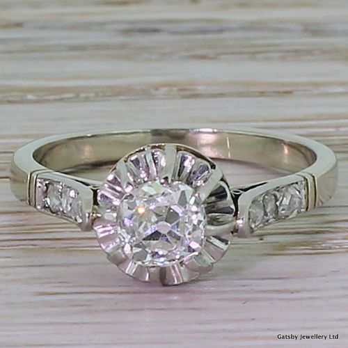 fig 1. Art Deco 0.75 Carat Old Cut Diamond Engagement Ring, French, circa 1930