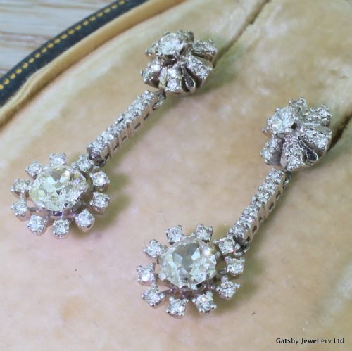 
Art Deco 4.00 Carat Diamond "Sunburst" Earrings, Circa 1940
