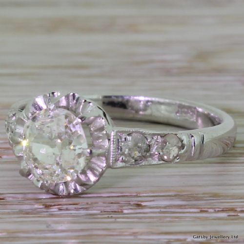 Art Deco 1.04 Carat Old Mine Cut Diamond Engagment Ring, Circa 1935
