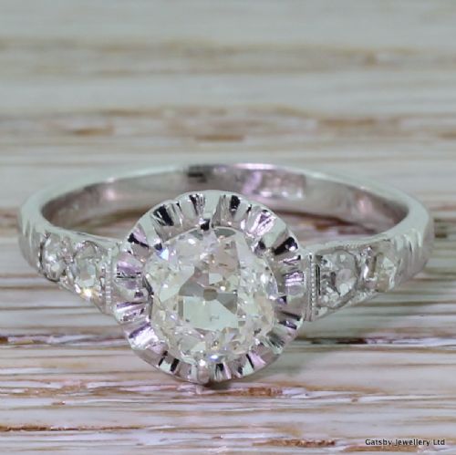 fig 1. Art Deco 1.04 Carat Old Mine Cut Diamond Engagment Ring, circa 1935