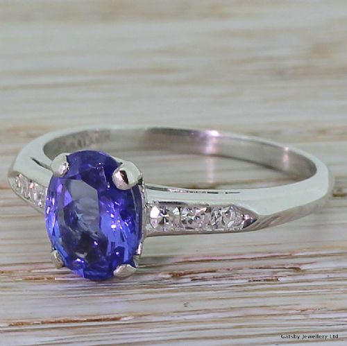 Art Deco 1.25 Carat Oval Cut Tanzanite Engagement Ring, Circa 1925
