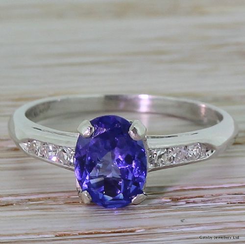 fig 1. Art Deco 1.25 Carat Oval Cut Tanzanite Engagement Ring, circa 1925