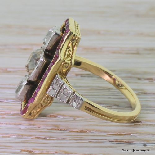 fig 2. Belle Epoque 1.60 Carat Old Cut Diamond & Ruby Ring, circa 1910
