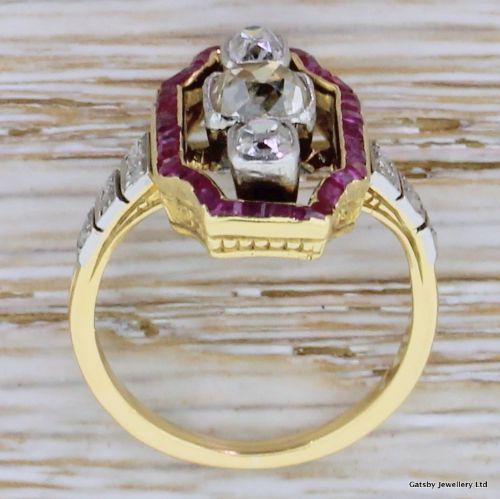 fig 3. Belle Epoque 1.60 Carat Old Cut Diamond & Ruby Ring, circa 1910
