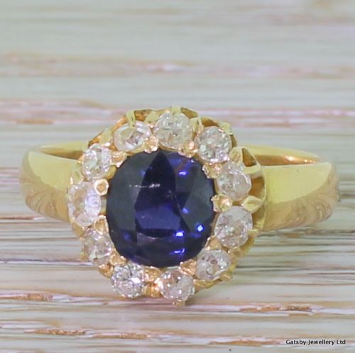 fig 1. Victorian 1.25 Carat Sapphire & Diamond Cluster Ring, circa 1900