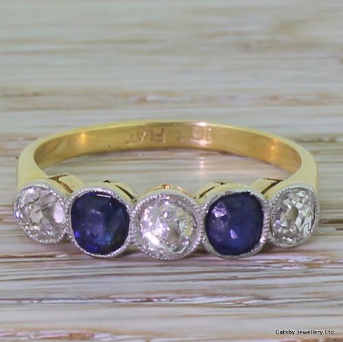 fig 1. Art Deco Diamond & Sapphire Five Stone Ring, circa 1915