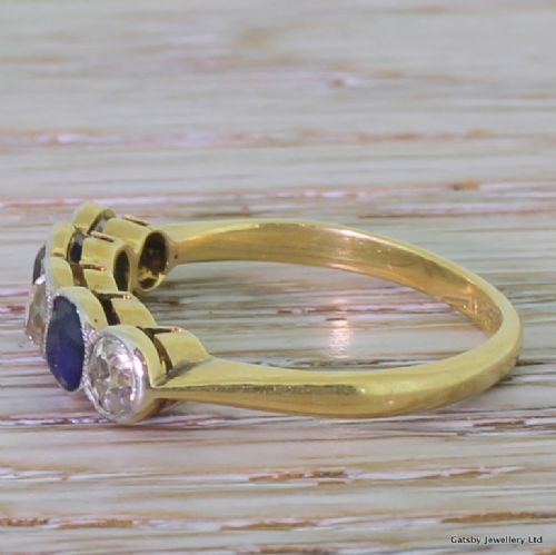 fig 2. Art Deco Diamond & Sapphire Five Stone Ring, circa 1915