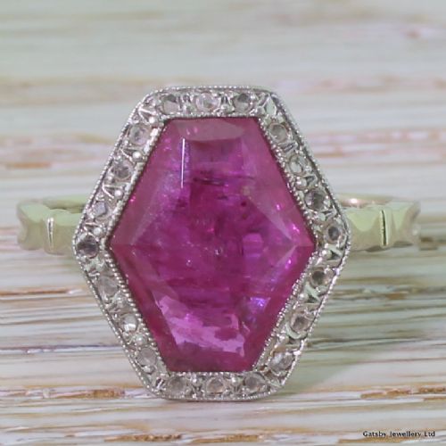 fig 1. Art Deco 4.00 Carat Hexagonal Cut Ruby Ring, circa 1925