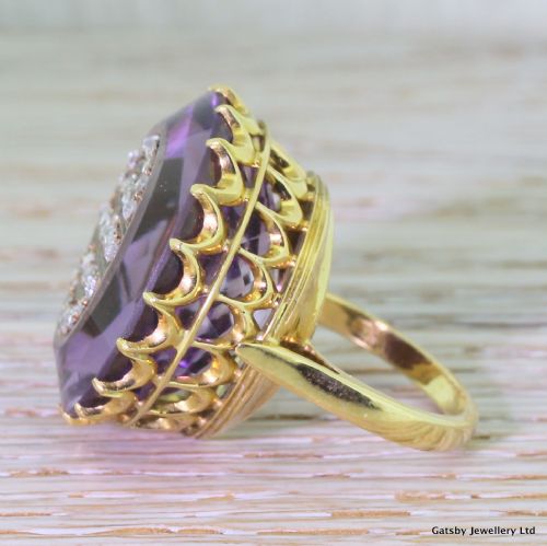 fig 2. Edwardian 25.00 Carat Amethyst & Rose Cut Diamond Ring, dated 1908

