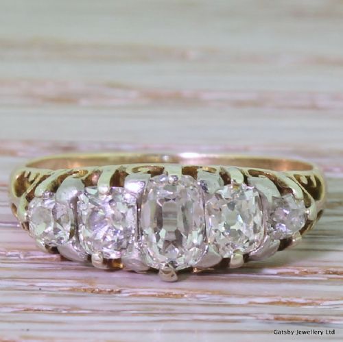 fig 1. Victorian 1.50 Old Cut Diamond Five Stone Ring, circa 1850