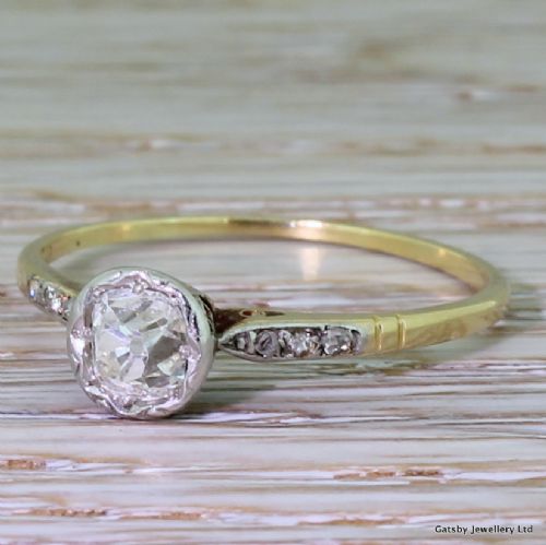 Edwardian 0.70 Carat Old Mine Cut Diamond Engagement Ring, Circa 1910
