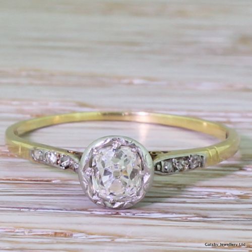 fig 1. Edwardian 0.70 Carat Old Mine Cut Diamond Engagement Ring, circa 1910