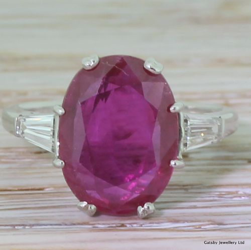 fig 1. Art Deco 3.50 Carat Burmese Ruby & Diamond Ring, circa 1920