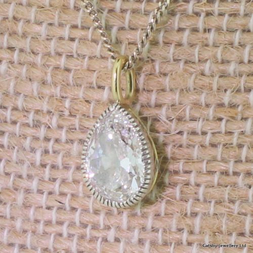 Edwardian 1.20 Carat Old Cut Pear Shaped Diamond Pendant, Circa 1905