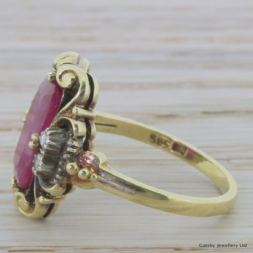 fig 2. Art Deco Ornate Fancy Cut 3.00 Carat Ruby Ring, circa 1930