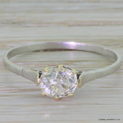 fig 1. Art Deco 0.94 Carat Old Cushion Cut Diamond Engagement Ring, French, circa 1920
