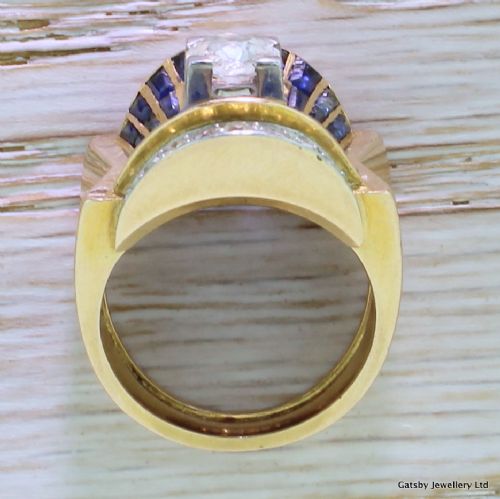 fig 3. Art Deco Old Cut Diamond & Sapphire Egyptian Revival Ring, French, circa 1925

