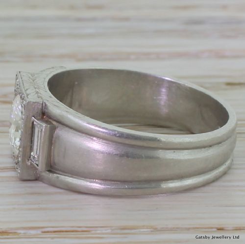 fig 2. Art Deco 0.80 Carat Transitional Cut Diamond Band Ring, circa 1940