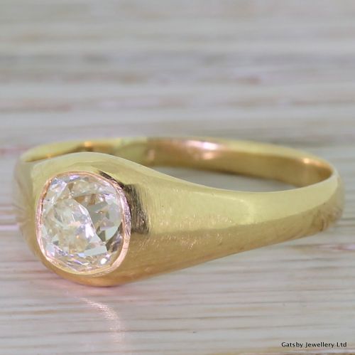 Victorian 1.07 Carat Old Mine Cut Diamond Solitaire Ring, Circa 1890
