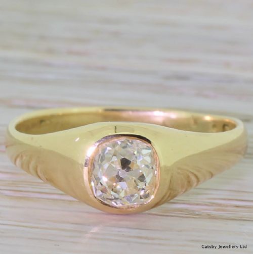 fig 1. Victorian 1.07 Carat Old Mine Cut Diamond Solitaire Ring, circa 1890