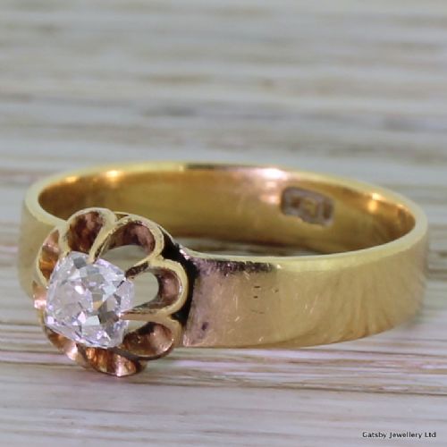 Victorian 0.40 Carat Old Cushion Cut Diamond Ring, Circa 1880

