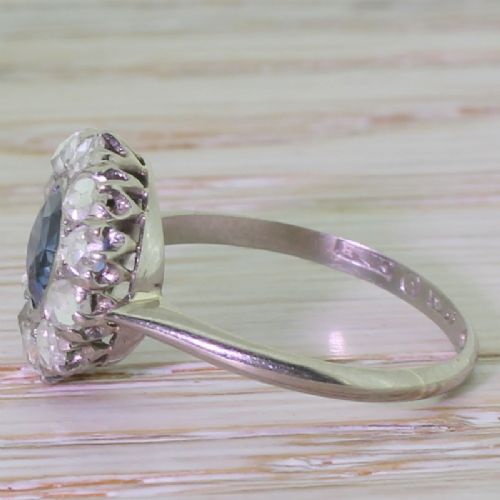 fig 2. Art Deco 1.00 Carat Sapphire & Rose Cut Diamond Cluster Ring, circa 1920
