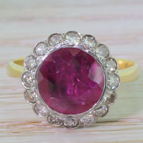 fig 1. Edwardian 3.00 Carat Ruby & Old Cut Diamond Cluster Ring, circa 1910