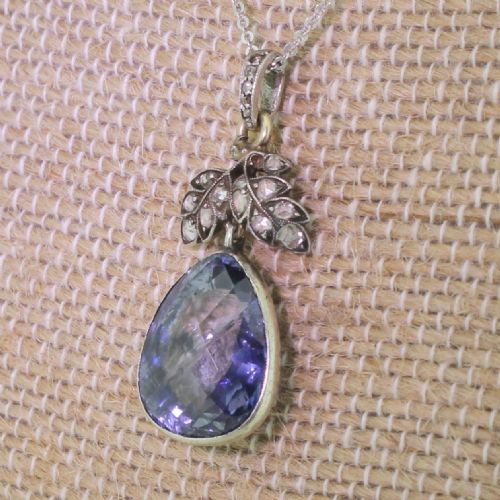 Art Deco 13.00 Carat Fancy Pear Sapphire Pendant, Italian, Circa 1930
