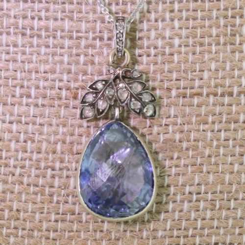 fig 1. Art Deco 13.00 Carat Fancy Pear Sapphire Pendant, Italian, circa 1930
