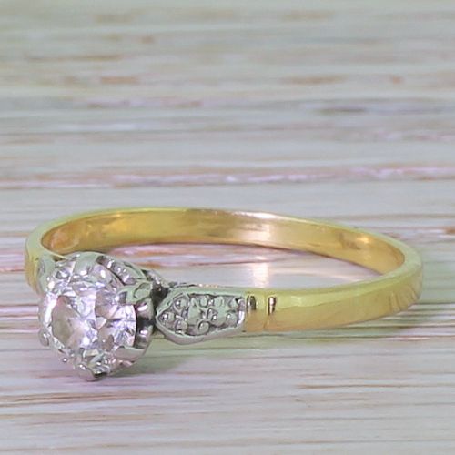 Edwardian 0.50 Carat Old Cut Diamond Solitaire Engagement Ring, Circa 1910
