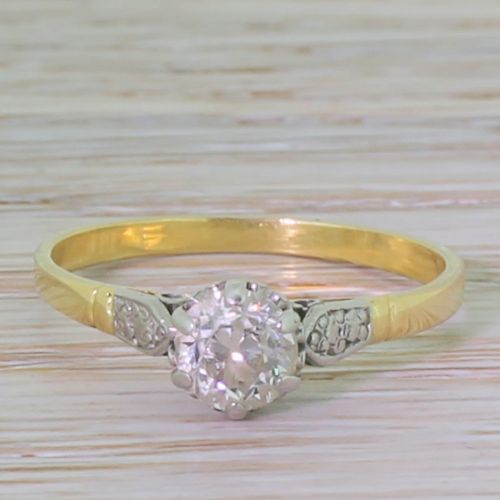 fig 1. Edwardian 0.50 Carat Old Cut Diamond Solitaire Engagement Ring, circa 1910
