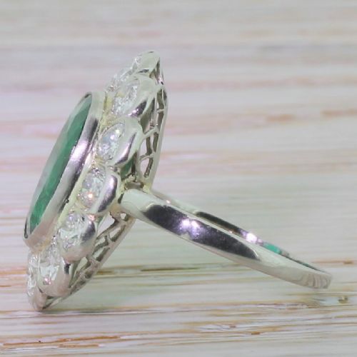 fig 2. Art Deco 3.00 Carat Emerald & Diamond Cluster Ring, circa 1940