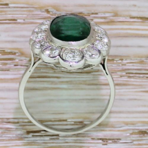 fig 3. Art Deco 3.00 Carat Emerald & Diamond Cluster Ring, circa 1940