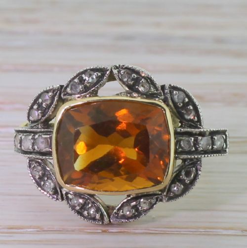 fig 1. Victorian 3.50 Carat Citrine & Rose Cut Diamond Ring, circa 1880
