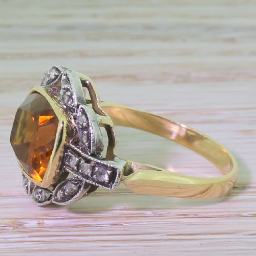 fig 2. Victorian 3.50 Carat Citrine & Rose Cut Diamond Ring, circa 1880
