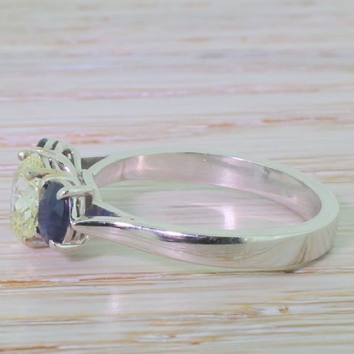 fig 2. Victorian 1.10 Carat Old Pear Cut Diamond & Sapphire Trilogy Ring, circa 1870
