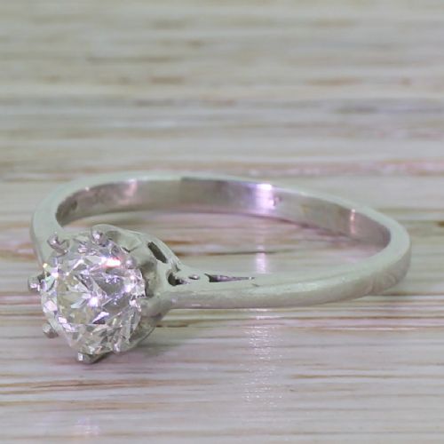 Art Deco 1.03 Carat Old Cut Solitaire Engagement Ring, London, Dated 1938
