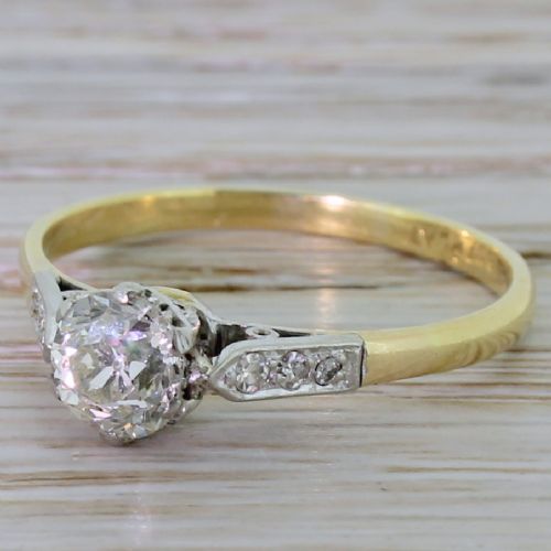 Art Deco 0.71 Old Cut Diamond Engagement Ring, Circa 1915

