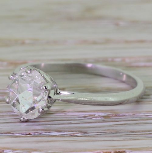 Art Deco 0.73 Carat Rose Cut Diamond Engagement Ring, Circa 1920
