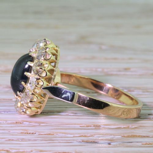 fig 2. Art Deco 2.00 Carat Cabochon Sapphire & Diamond Cluster Ring, French, circa 1930