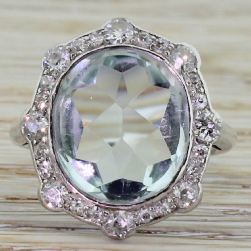 fig 1. Art Deco Fancy Cut Aquamarine & Old Cut Diamond Ring, circa 1935
