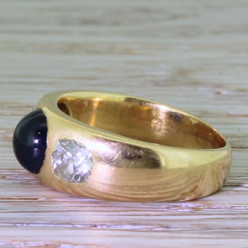 fig 2. Victorian 2.00 Carat Cabochon Sapphire & Old Cut Diamond Ring, circa 1880