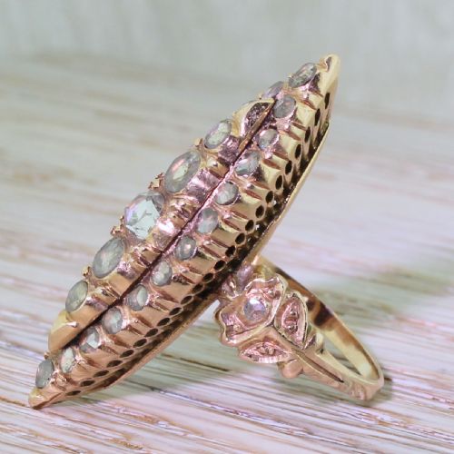 fig 2. Victorian 2.00 Carat Rose Cut Diamond Navette Ring, circa 1870