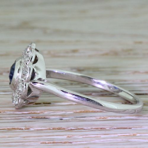 fig 2. Art Deco 0.50 Carat Sapphire & 0.50 Carat Diamond Flower Cluster, circa 1925