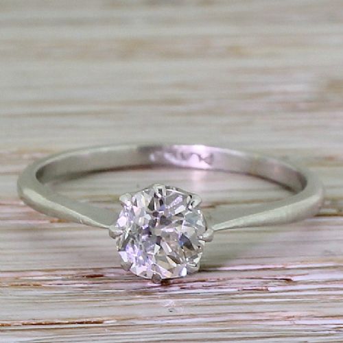 fig 1. Art Deco 0.80 Carat Old Mine Cut Diamond Engagement Ring, circa 1930