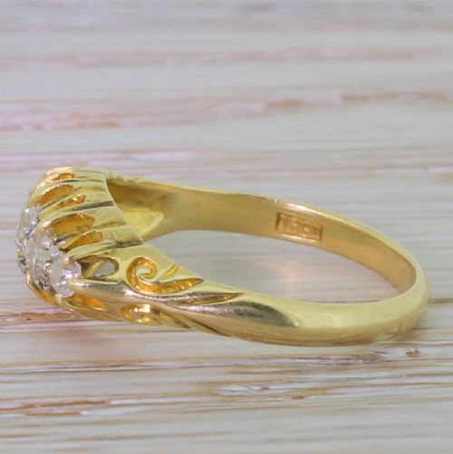 fig 2. Victorian 0.45 Carat Old Mine Cut Diamond Five Stone Ring, circa 1900